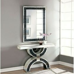 Console Table Accent Table Entry Table Faux Crystals Black Glam Mirrored Wall Mirror Sold SEPARATELY Financing Available 