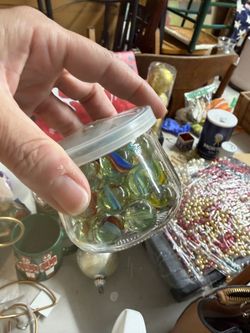 Small Glass Jar with Marbles