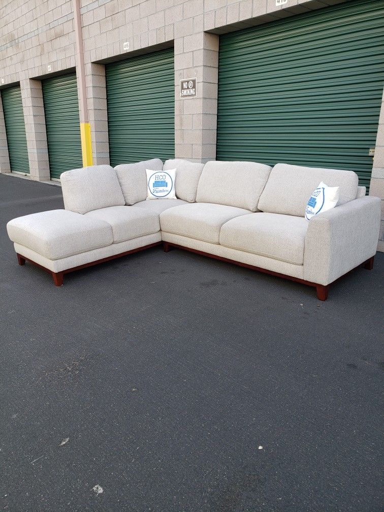 Amherst Cobblestone Sectional Couch | Sofa with Left Arm Facing Chaise by Living Spaces, Free Delivery
