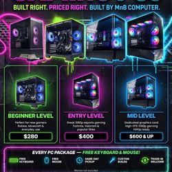 HOLIDAY SALE - RGB Gaming PC from $280 - FREE Keyboard & Mouse - Ready Today