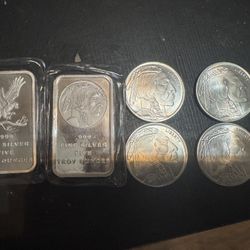5oz Silver Bars & 1oz Buffalo Coins