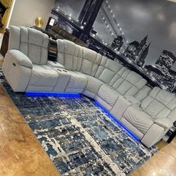 Power Reclining Sectional Available For Fast Delivery 