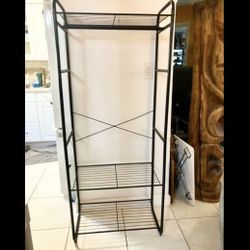 63" Metal Garment Rack with Shelves: 63" H x 26"W x 14.5"D