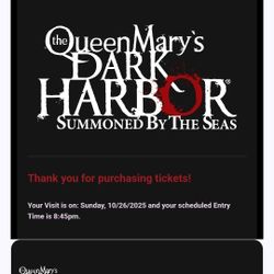 2 Tickets For Queen Mary Dark Harbor With Parking