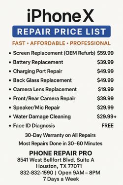 📱 iPhone X Repair Price List 🔧