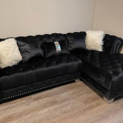 Sectional Velvet Black 