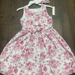 NEW Girls Pink And White Dress Size 8 By Tahari #1