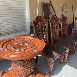 Brown Wood Glass Top Dining Table