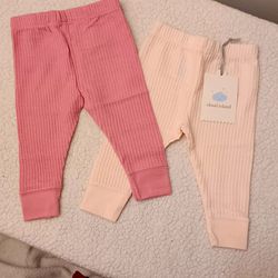Cloud Island Pants/pajama For 0- 3 Months, Pink& Light Pink 