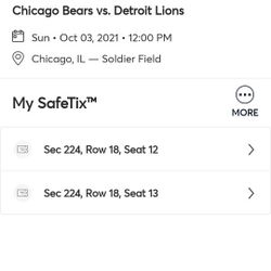 2 Chicago Bears Vs Lions Tickets Section 224