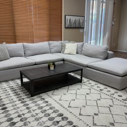 Living Spaces 3pc Utopia Down-Like Sectional w Chaise
