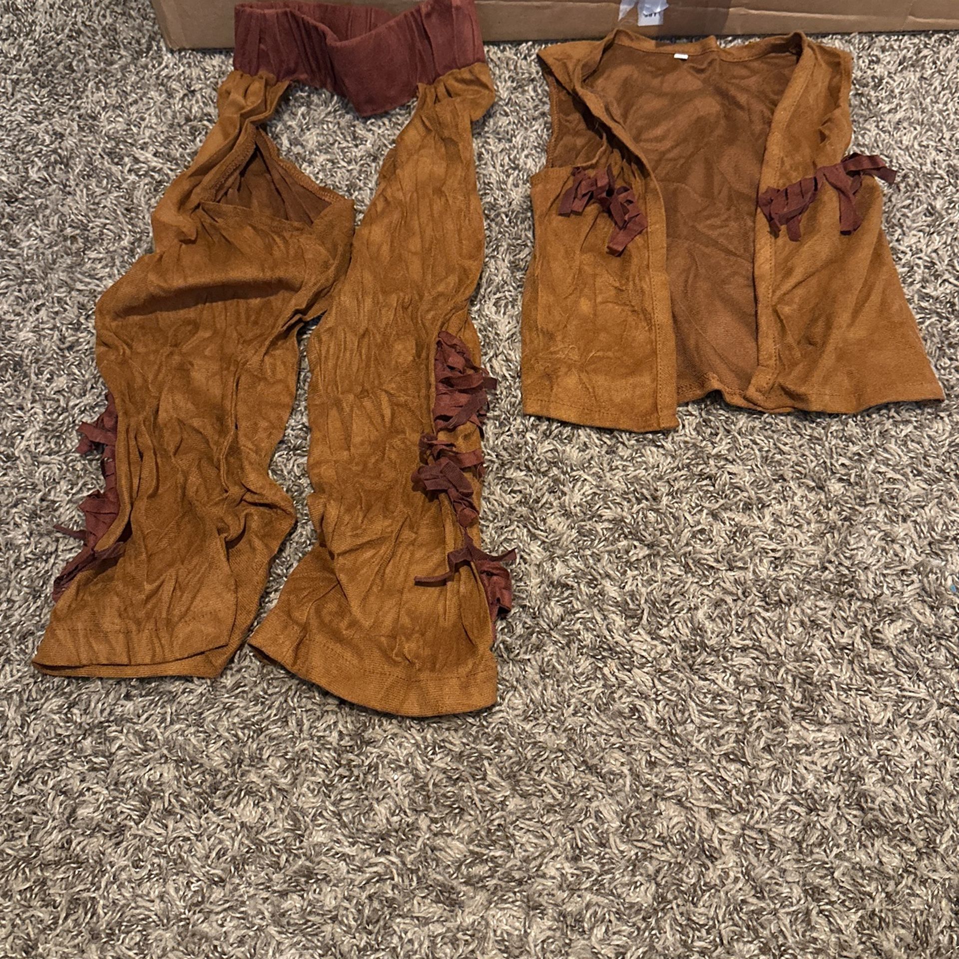 3T-4T Cowboy Chaps And Vest With Fringe Halloween Costume
