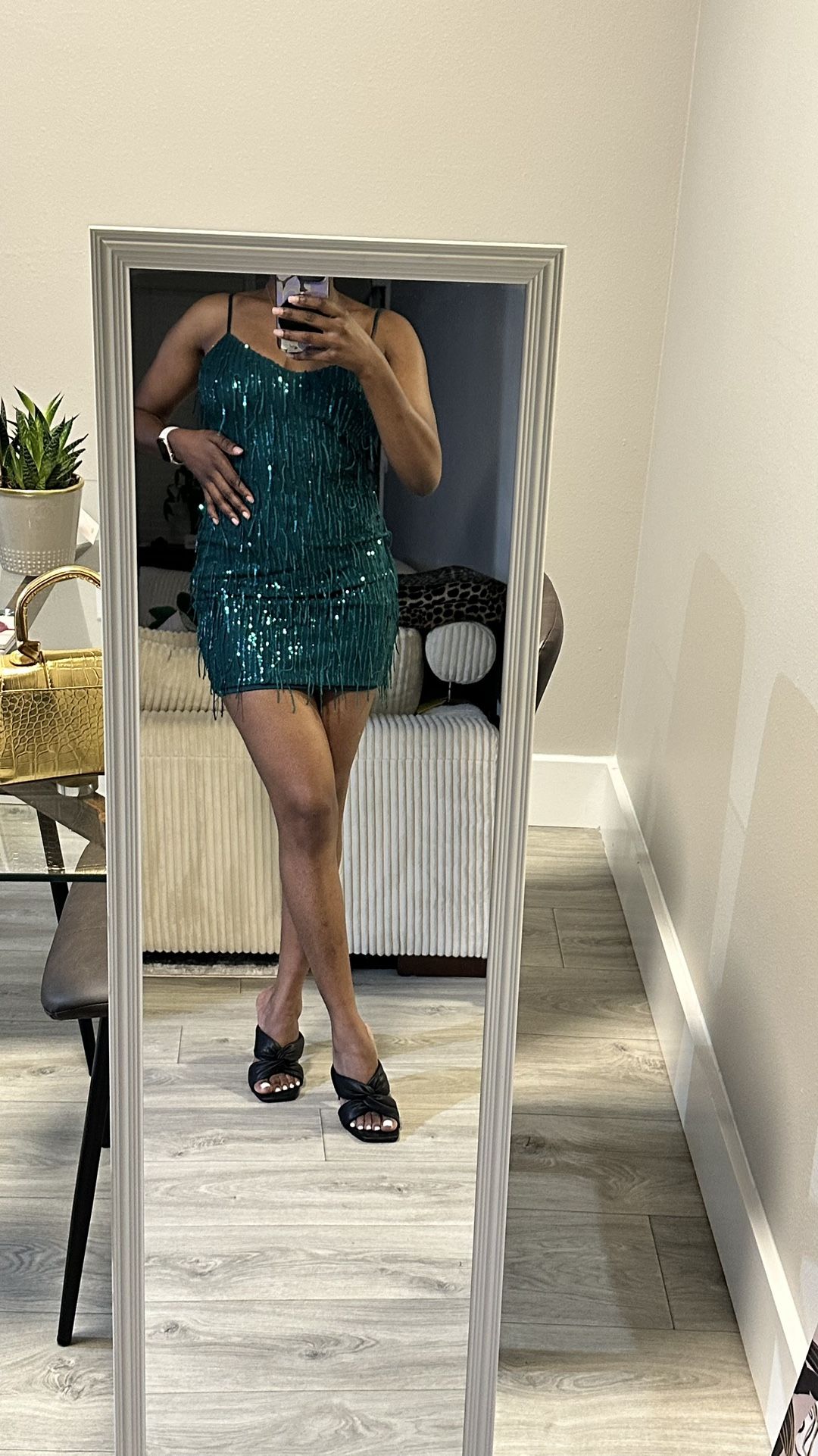 Emerald Green Sequins Dress