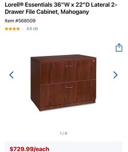 Lorell Essentials 2-Drawer Lateral File Cabinet Mahogany