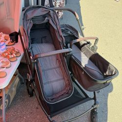 Side by Side Double Stroller for Twins, S600D Compact Foldable Lightweight Twin Baby Stroller with Canopy & Storage Basket