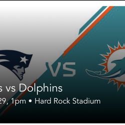 2 Dolphin tickets Vs Patriots