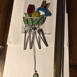 Mini Stained Glass Chimes With Hummingbird