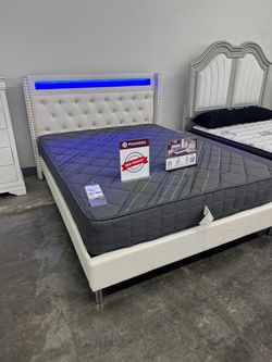 New Queen bed frame with mattress