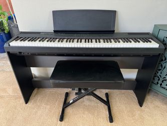 Complete Yamaha P-105 88-Key Digital Piano Bundle (Weighted Keys + Deluxe 3-Pedal Setup)