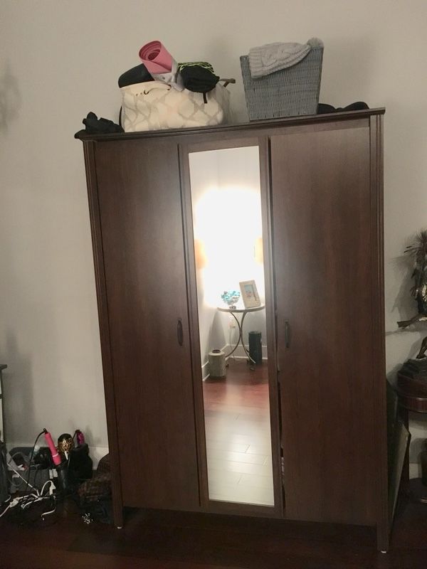 IKEA Brown 3 Door Wardrobe with Mirror - $50