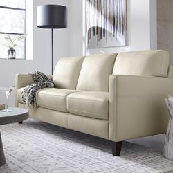 Like New! 80% Off 82 Inch Leather sofa In chalk
