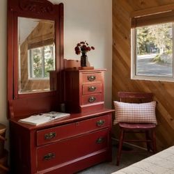 Red Antique Dresser And mirror