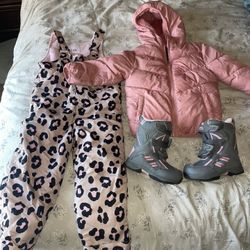 Snow bib pants jacket 5t 4t snow boots 11