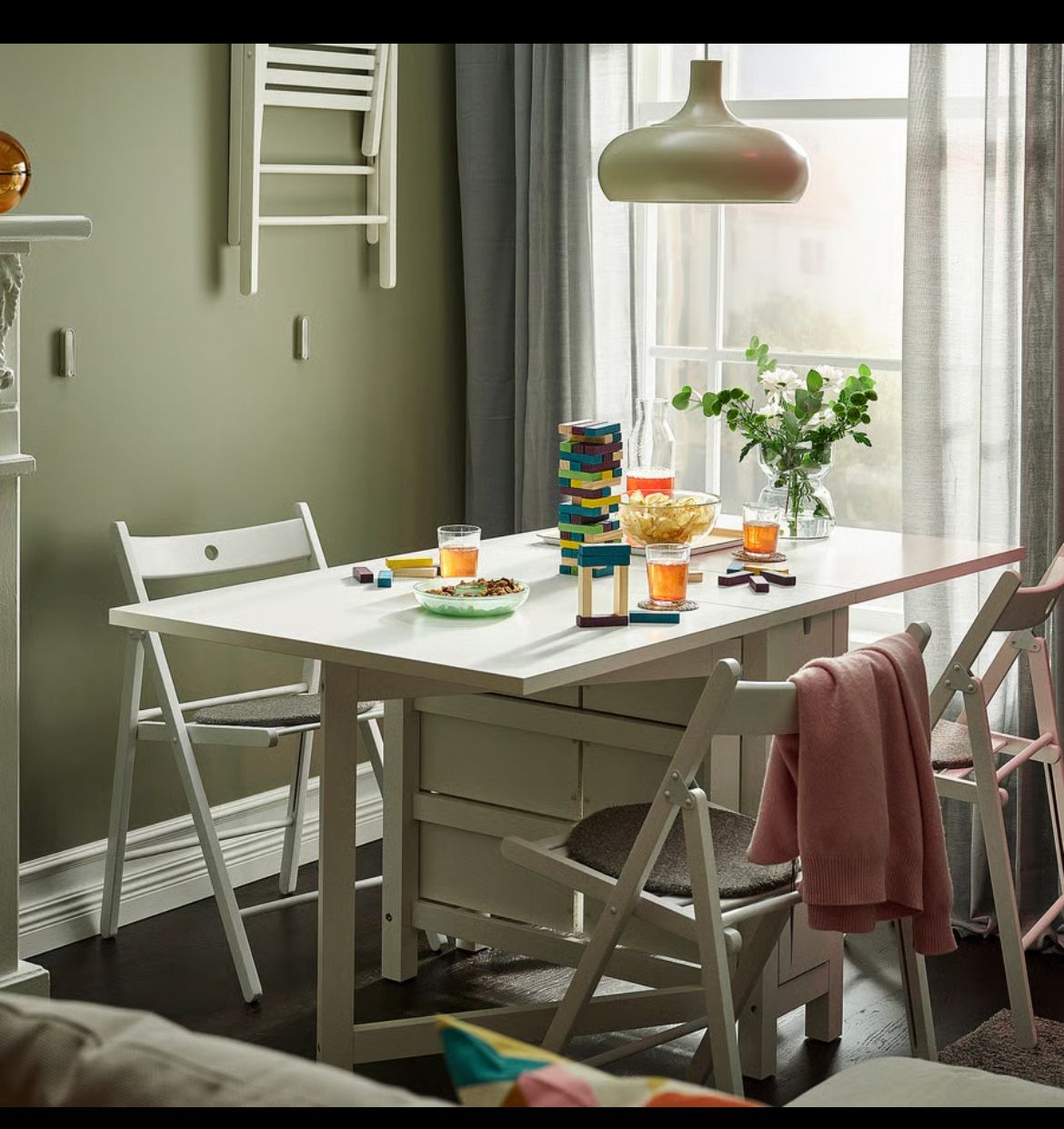 Extendable Space Saving White Dining Table