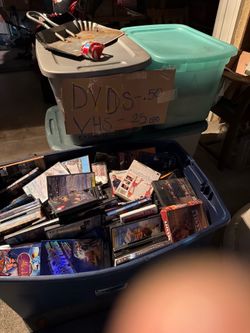 Assortment of dvd’s, vhs, pc games, play station , Wii, and CD’s