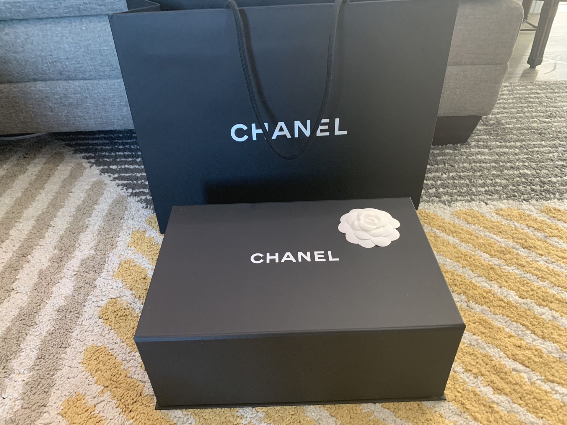 Chanel authentic box and shopping bag