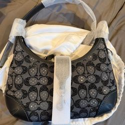 Coach black crystal signature Hampton hobo bag