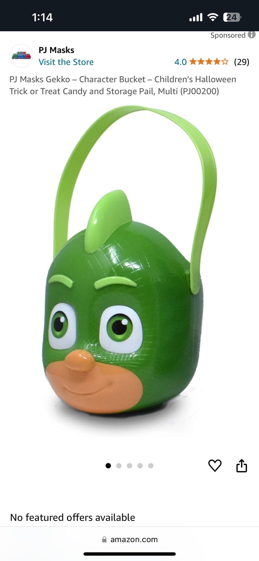 PJ mask Gecko Halloween Bucket