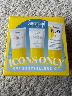 NIB Supergoop! Icons Only SPF Bestsellers 3-Piece Starter Kit