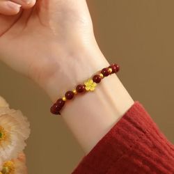 TikTok popular Ping An hand rope fidelity vermilion content bracelet peach blossom purple gold bracelet women‘s life year red
