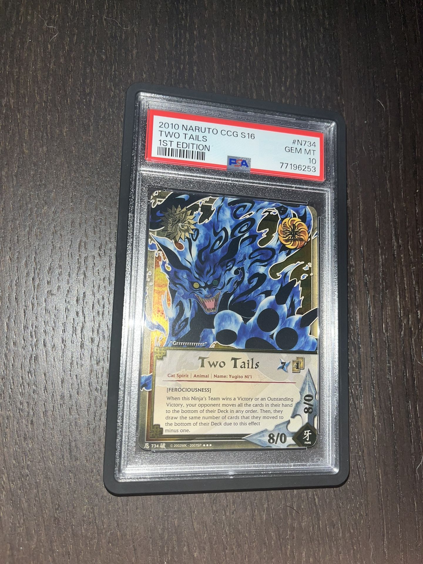 PSA 10 2010 NARUTO CARD TWO TAILS 1ST EDITION. BGS CGC