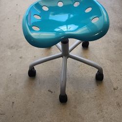 Tractor Seat Desk Chair-Teal- With Wheels And Adjustable Height Seat