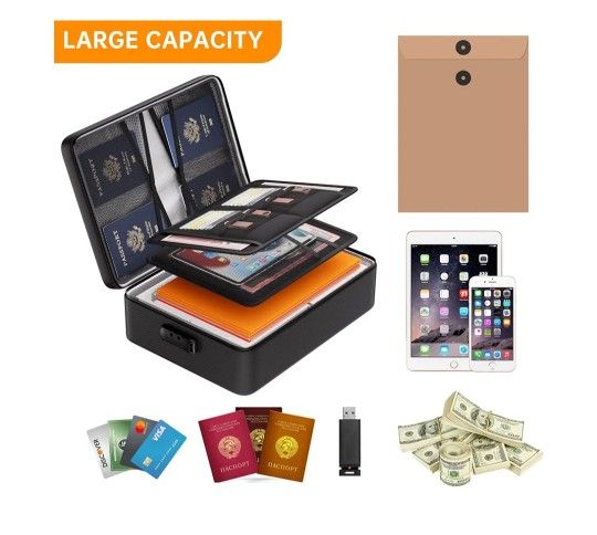 Lockable Document Organizer Enhanced Fire Resistant Waterproof