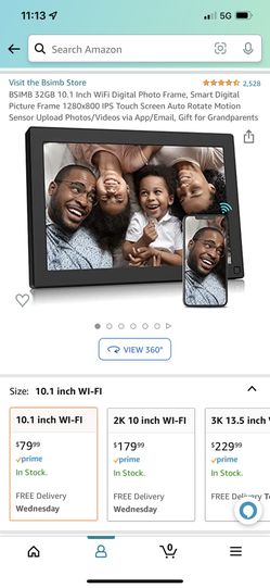 32GB 10.1 Inch WiFi Digital Photo Frame, Smart Digital Picture Frame 1280x800 IPS Touch Screen Auto Rotate Motion Sensor Upload Photos/Videos via App/