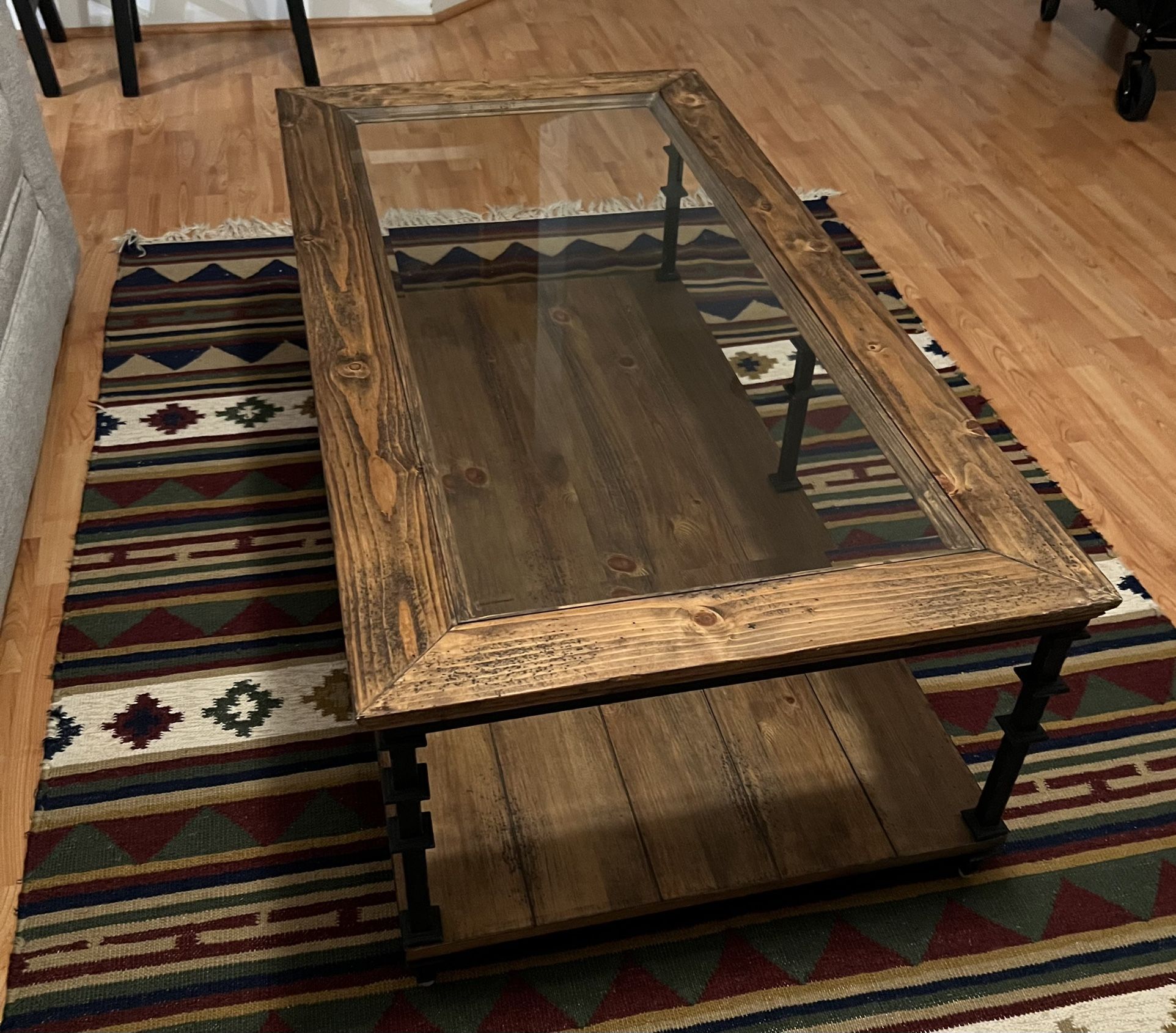 Haverty’s Glass And Wood Two Tier Coffee Table