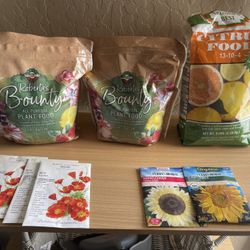 Two Packages Of Roberti’s All Purpose Plant Food, And Citrus Food And Seedlings