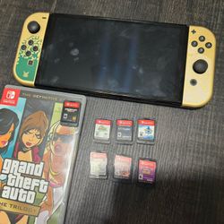 Nintendo Switch OLED Zelda Console With games, Case, And Charger