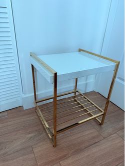 End Table , white and gold