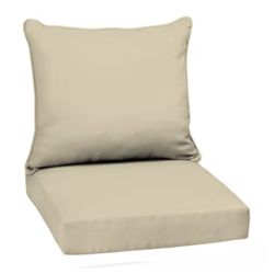 2-Piece Deep Seat Patio Chair Cushion Set, Tan/Beige (24 in x 22 in)