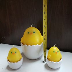 Unique Chick Candles With Ceramic Egg Shells
