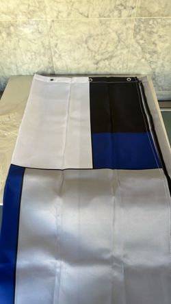 White Black Blue Fabric shower curtain with Grommets