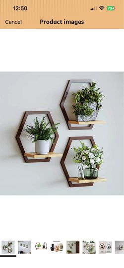 Pack Solid Wood & Heavy Duty Metal Wall Plant Stands,9 inch Natural Wood Shelf, Boho Arch Hanging Planter for Indoor 25 LB Load for Plants Coffee
