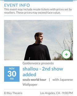 Shallou Selling 2 tickets face value and tax included