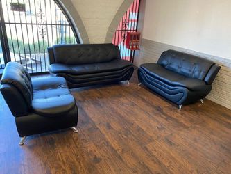 3pc leather sofa set new in box easy financing No credit check and same day or next day delivery