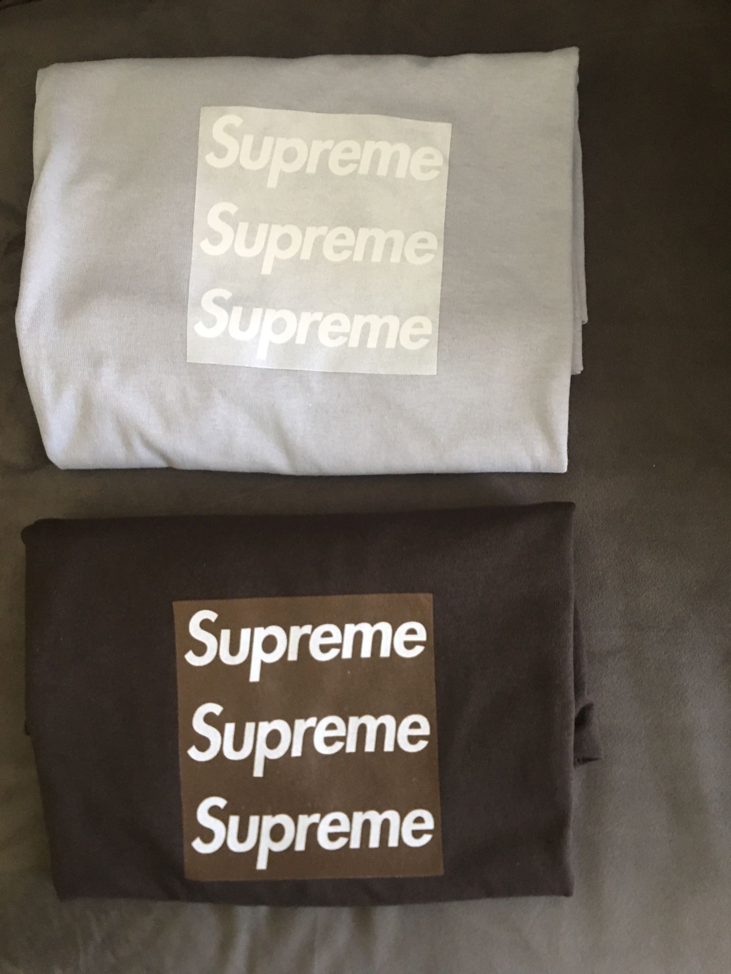 SUPREME ASSPIZZA COLAB SILVER AND BROWN BOGO SHIRT 