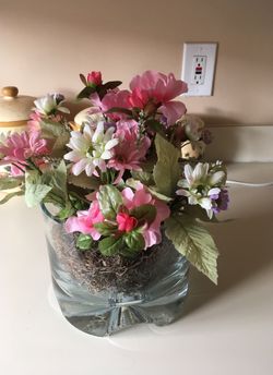 Rock Glass Faux Flowers